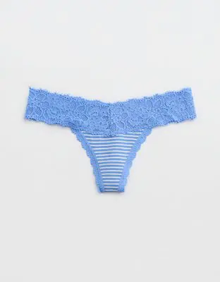 American Eagle Superchill Cotton Eyelash Lace Thong Underwear. 1