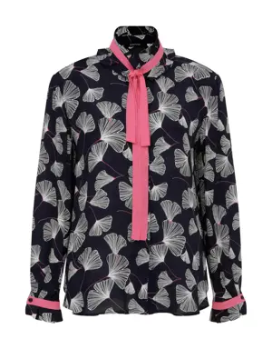 Pink Tie Collar Floral Shirt - 4 / Original