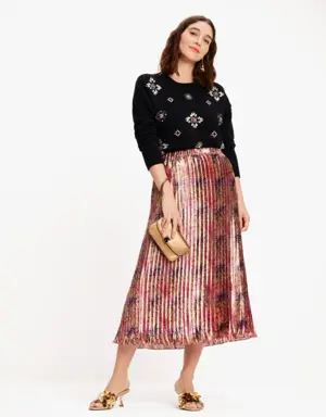 Winter Chrysanthemum Pleated Skirt