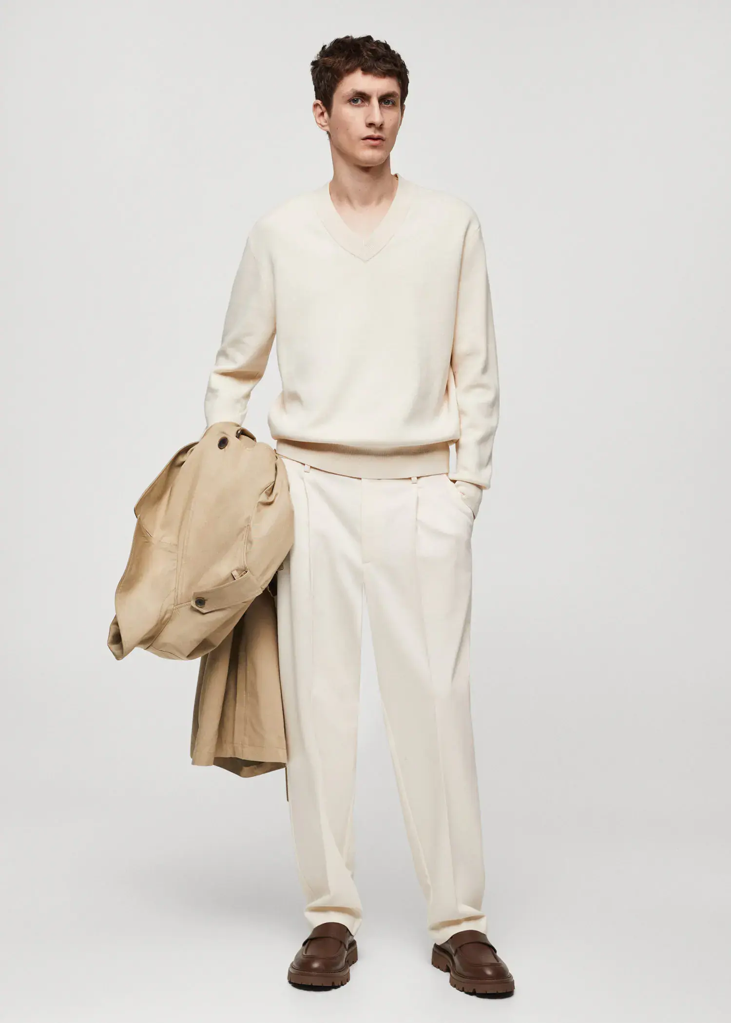 Mango Pleated relaxed-fit trousers. 3