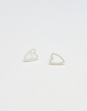 Silver Heart Outline Stud Earrings silver