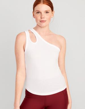 UltraLite All-Day One-Shoulder Cutout Tank Top white