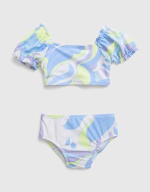 Toddler Recycled Puff Sleeve Swim Two-Piece multi