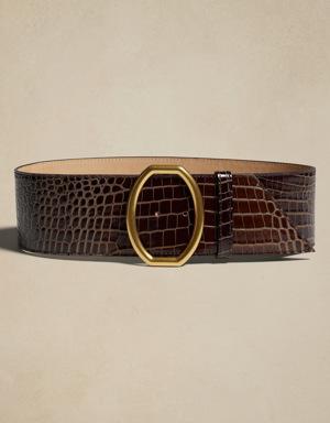 Ravello Embossed Leather Belt brown