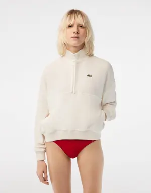 Lacoste Sweatshirt femme oversize fit col montant zippé en maille éponge