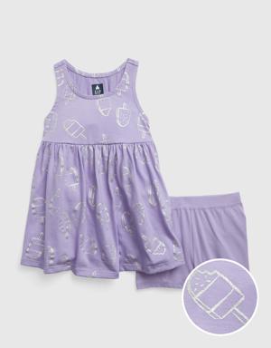 Toddler 100% Organic Cotton Mix and Match Skater Dress Set purple