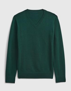 Gap Kids Organic Cotton Uniform Sweater green