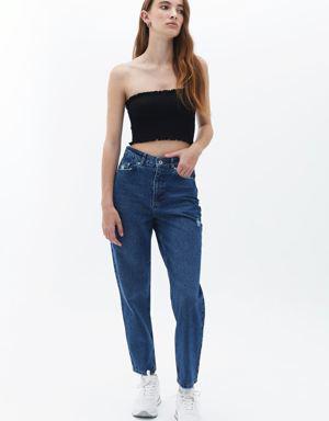 Mavi Ultra Yüksek Bel Mom-Fit Denim Pantolon