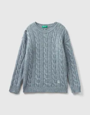 cable knit sweater in wool blend