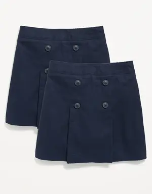 School Uniform Pleated Skort 2-Pack for Girls blue