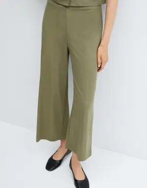 Elastic waist crop trousers