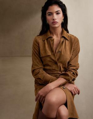 Suede Trench Dress brown