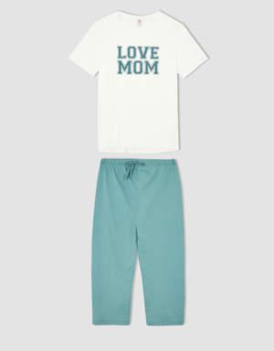 Fall in Love Regular Fit Slogan Baskılı Pijama Takımı