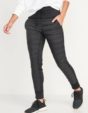 High-Waisted UltraCoze Quilted Hybrid Jogger Leggings for Women black