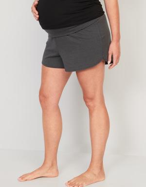 Maternity Rollover-Waist Sunday Sleep Shorts -- 3.5-inch inseam black