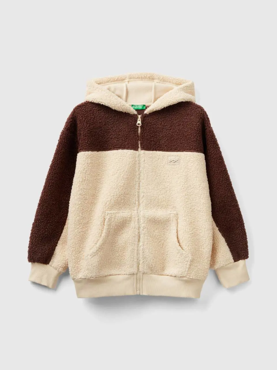 Benetton teddy bear effect sweatshirt with zip. 1