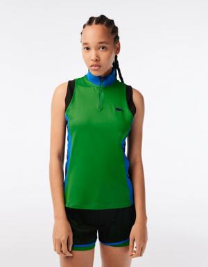 Women’s Lacoste Tennis Sleeveless Zip Neck Polo Shirt