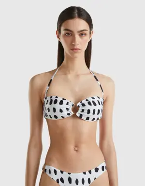 bandeau bikini top with spotted print