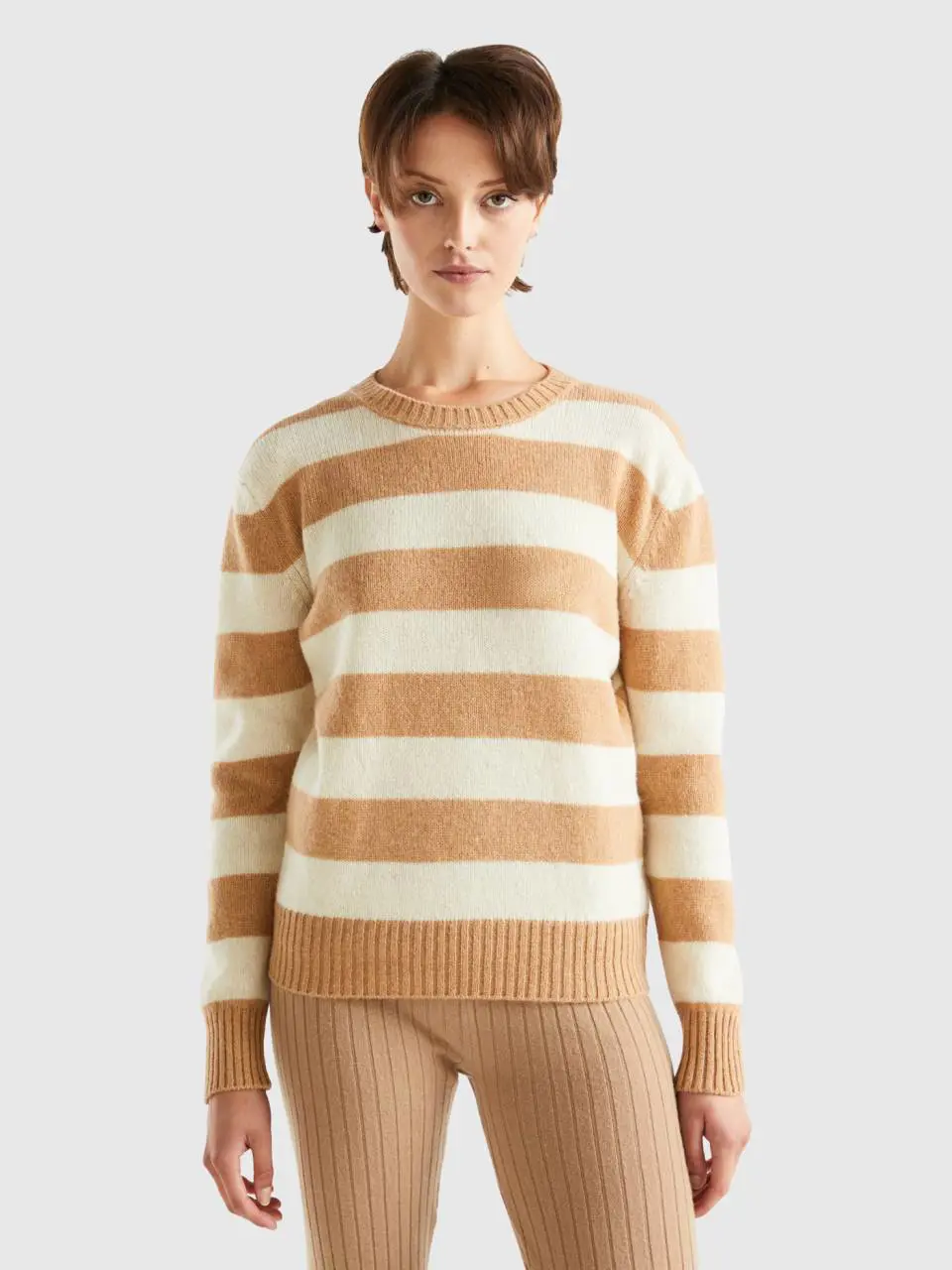 Benetton striped sweater in pure shetland wool. 1