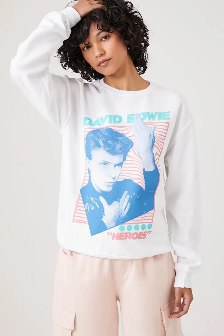 Forever 21 Forever 21 David Bowie Graphic Pullover White/Multi. 1