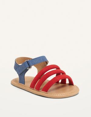 Strappy Mixed-Material Sandals for Baby blue