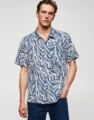 Camisa de algodão com estampado havaiano