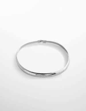 Rigid silver-plated choker necklace