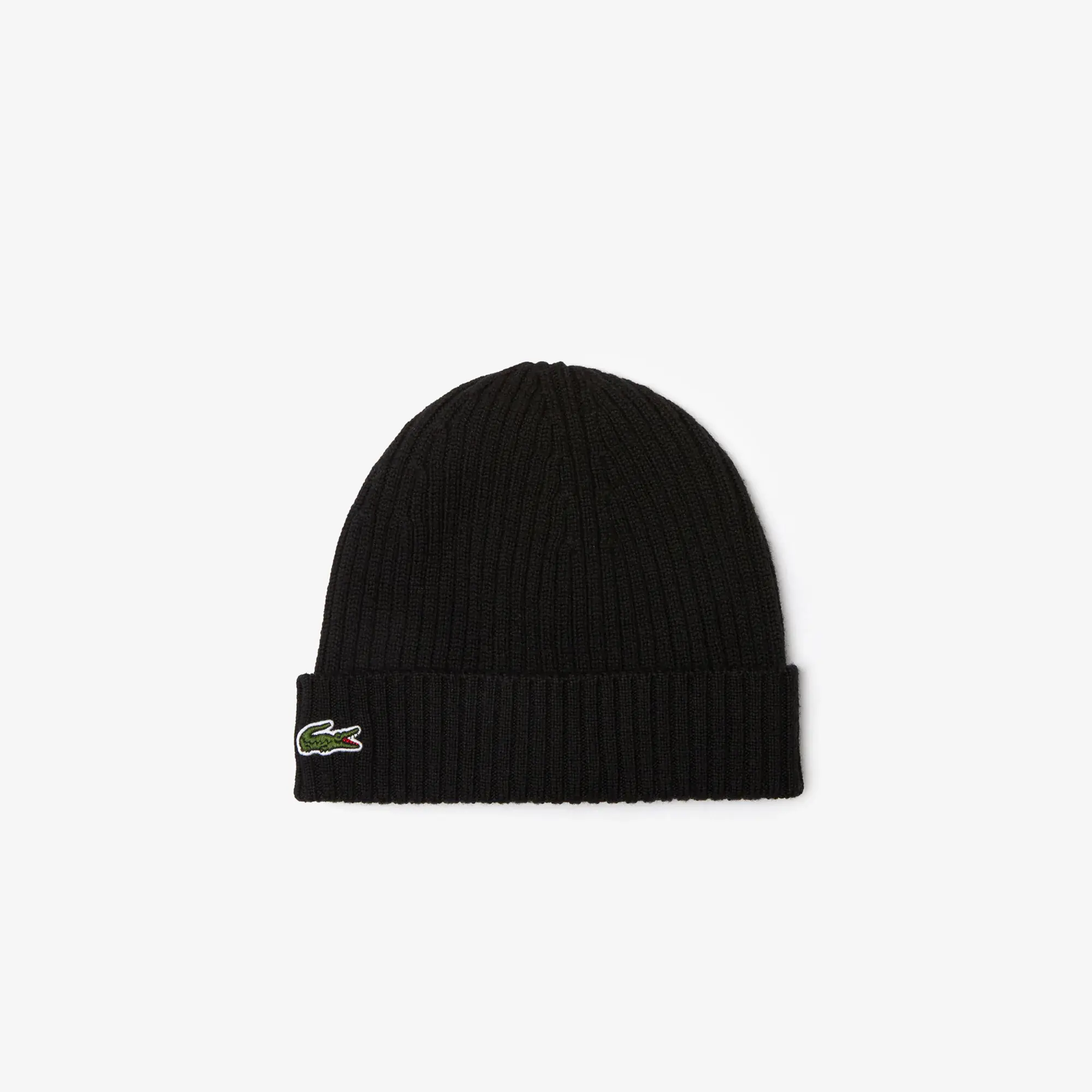 Lacoste Unisex Ribbed Wool Beanie. 1