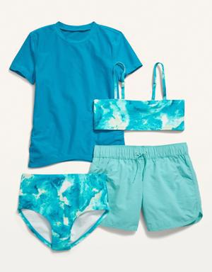 4-Piece Bandeau Swim Set for Girls blue