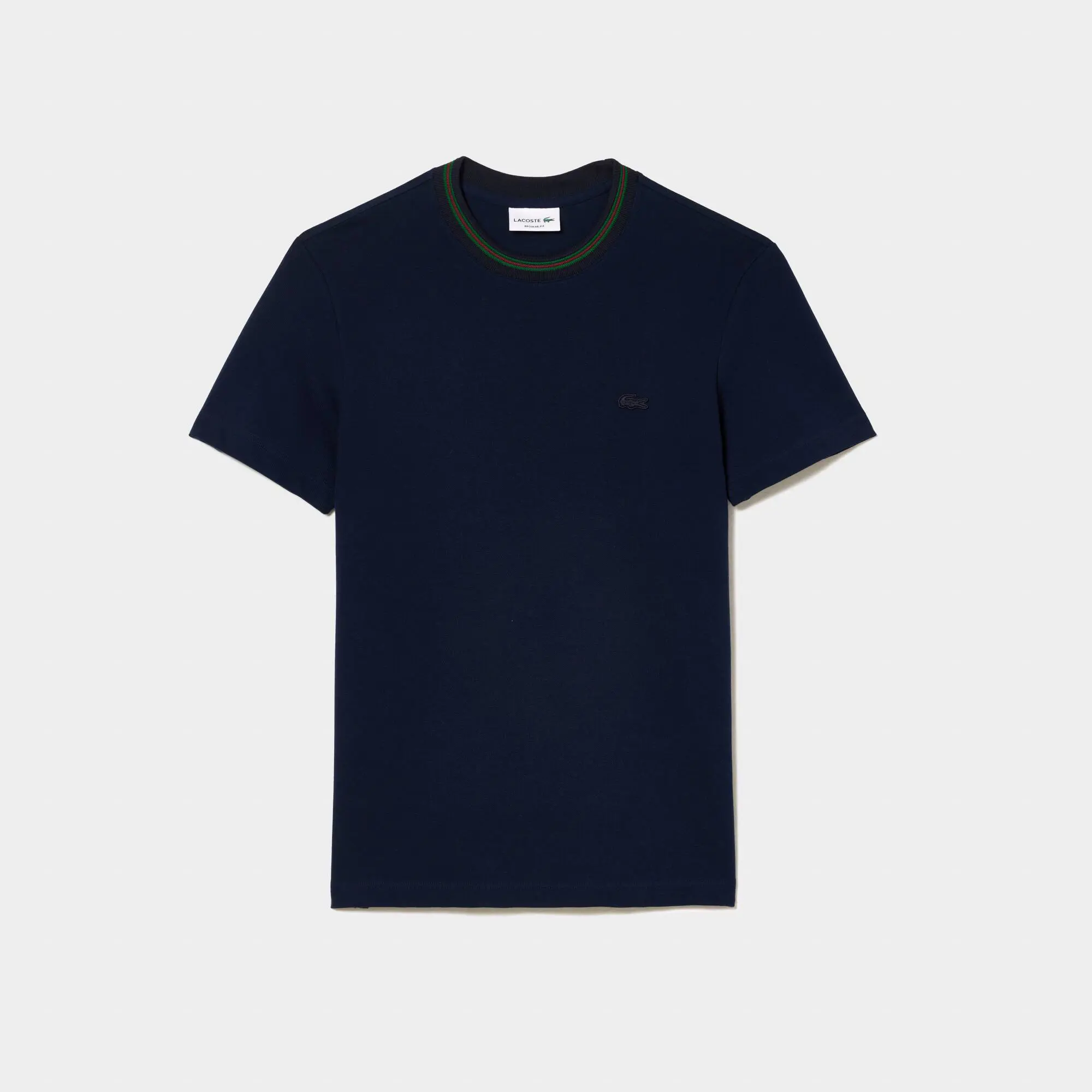Lacoste Stripe Collar Stretch Piqué T-shirt. 2