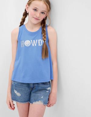 Kids 100% Organic Cotton Graphic Tank Top blue