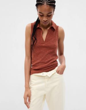 Gap Essential Rib V-Neck Tank Top brown