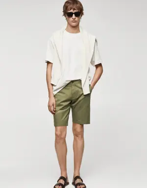 Slim fit chino cotton Bermuda shorts