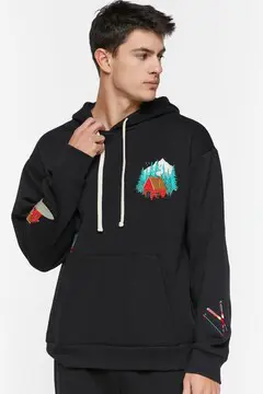 Forever 21 Forever 21 Embroidered Cabin Hoodie Black/Multi. 2