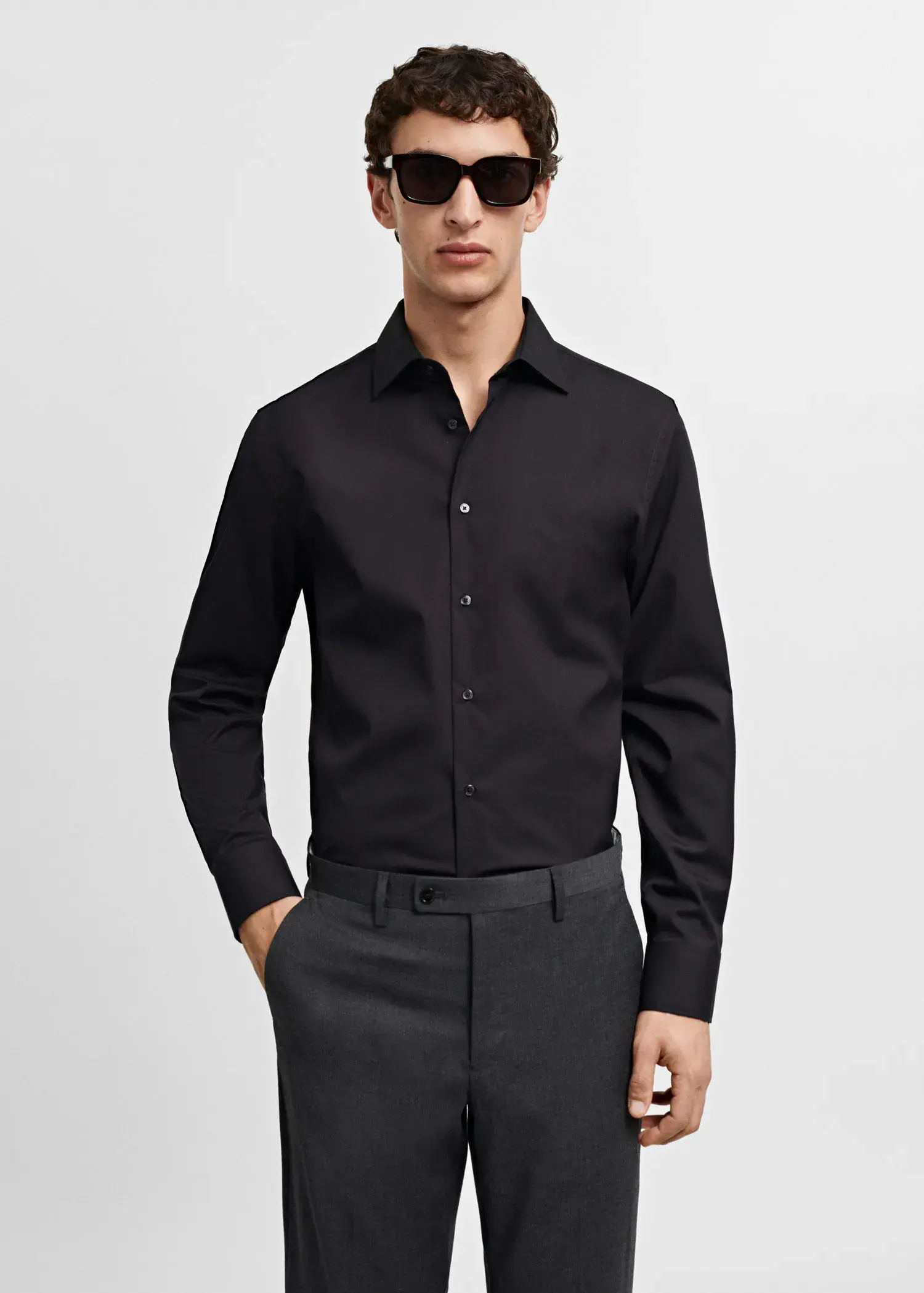 Mango Slim-fit cotton poplin suit shirt. 2