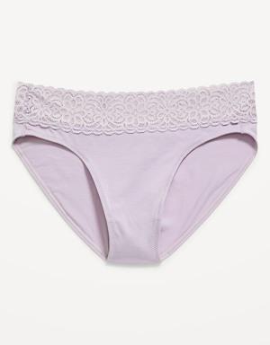 Mid-Rise Supima® Cotton-Blend Lace-Trimmed Bikini Underwear for Women