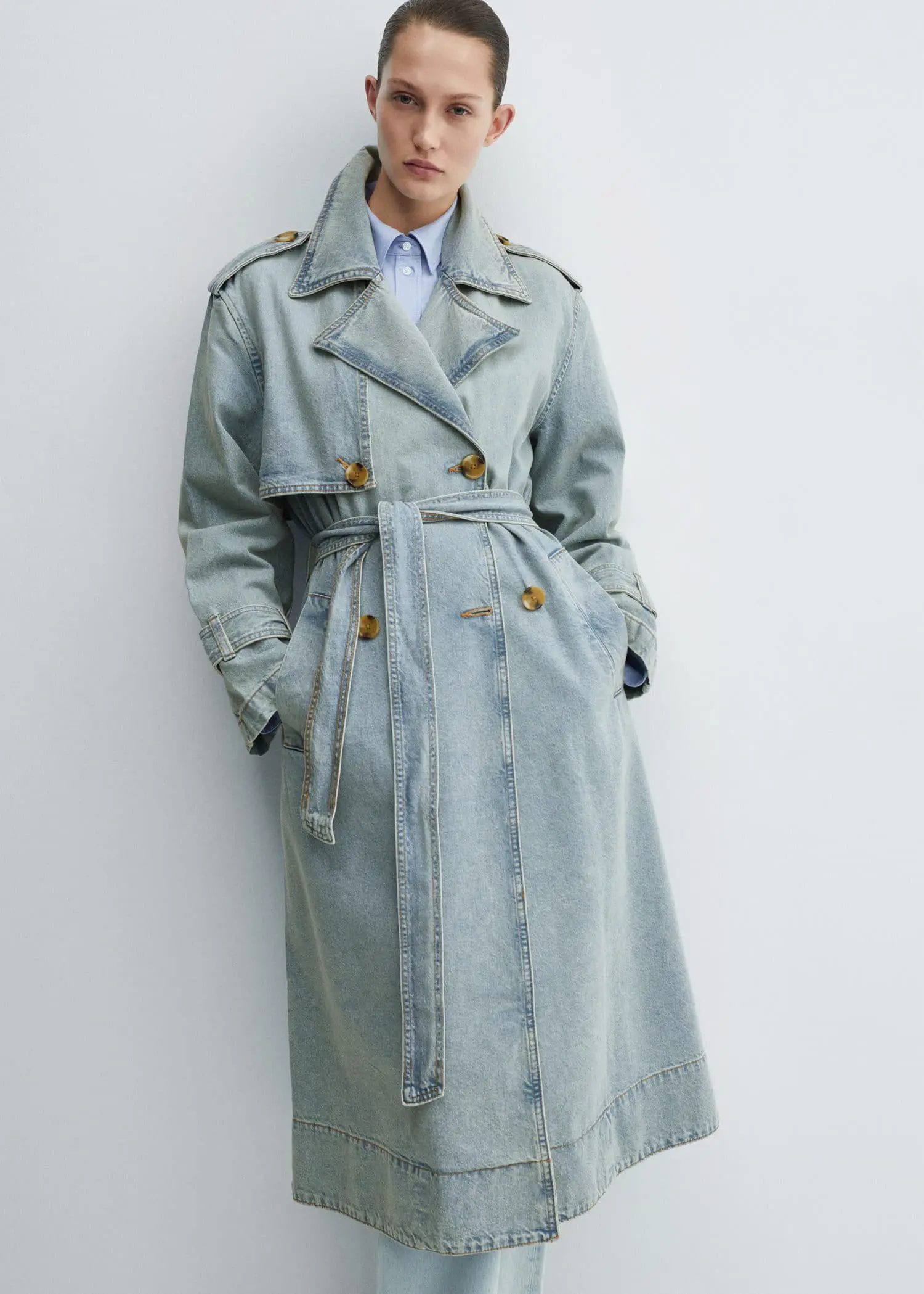 Mango Double breasted denim trench. 2