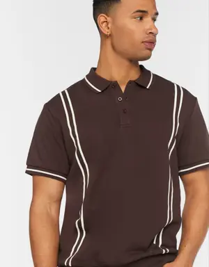 Forever 21 Striped Trim Polo Shirt Cocoa/Multi