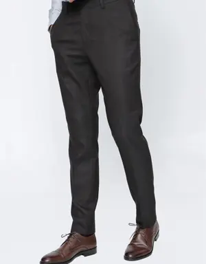 Koyu Kahverengi Slim Fit Dar Kesim Klasik Pantolon 1003225167