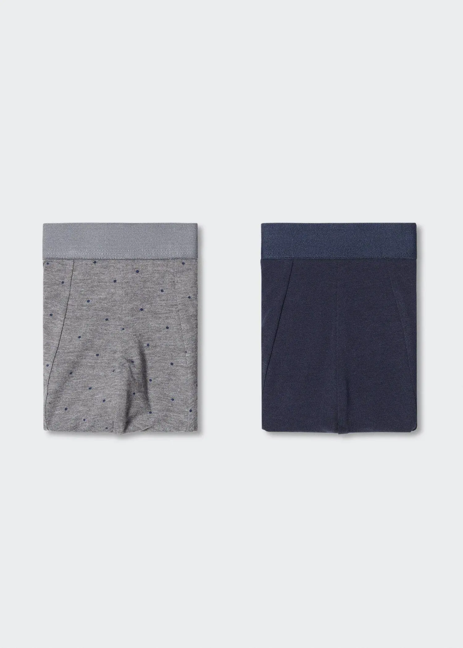 Mango Basic boxer 2 pack. two pairs of boxers are shown against a white background. 