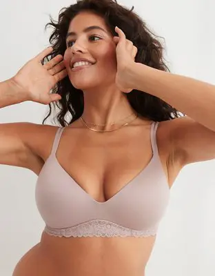 American Eagle Sunnie Wireless Push Up Blossom Lace Trim Bra. 1