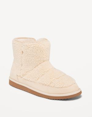 Faux Suede-Trimmed Sherpa Boots for Women beige
