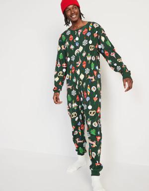 Matching Christmas Print One-Piece Pajamas for Men green