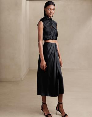 Bliss Silk Draped Skirt black