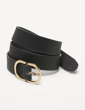 Faux-Leather Double-Hardware Belt for Women (1.25-inch)