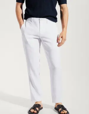 Slim-fit 100% linen trousers
