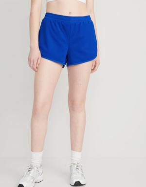 Old Navy Mid-Rise Dolphin-Hem Mesh Performance Shorts for Women -- 3-inch inseam blue