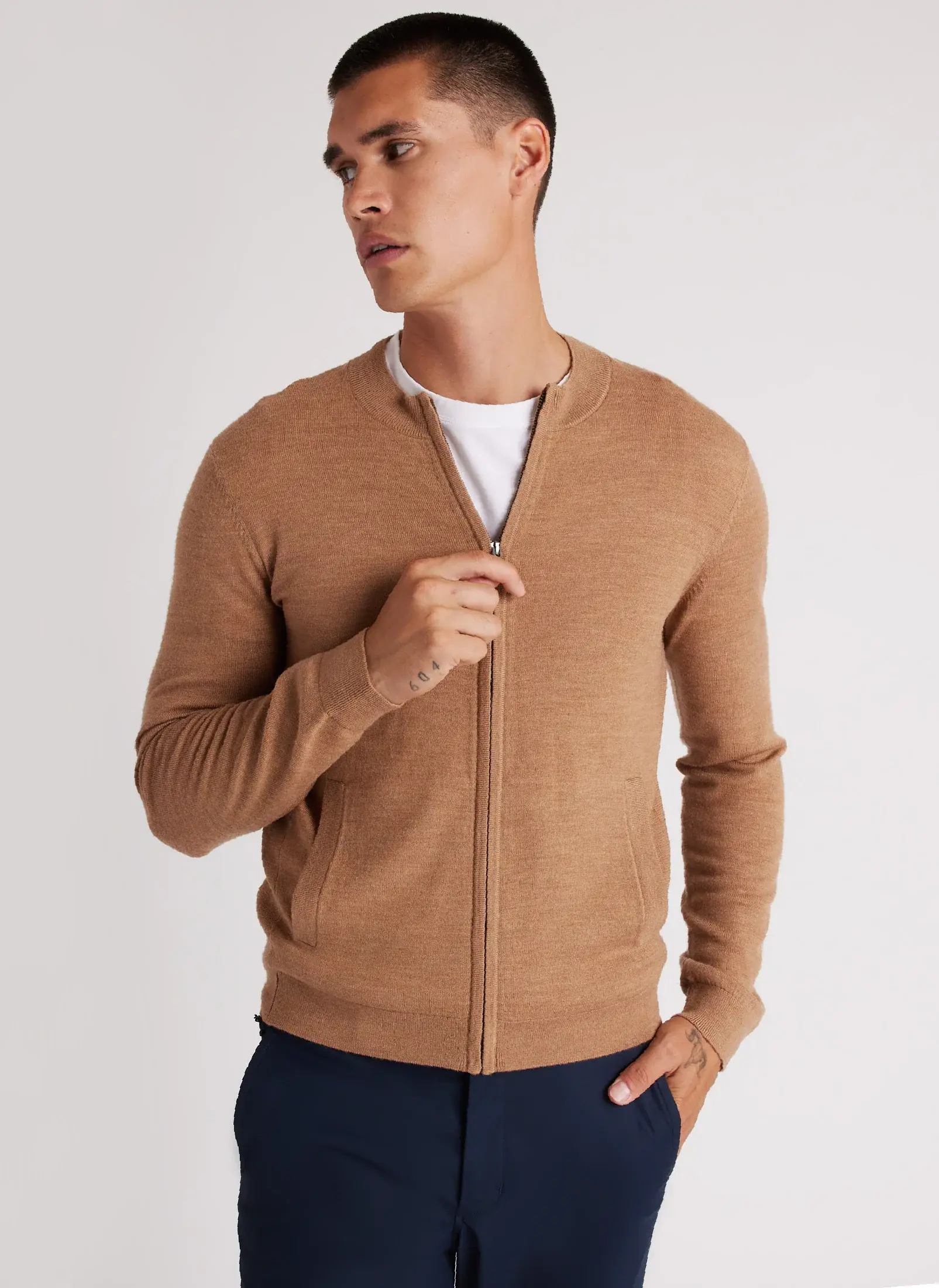 Kit And Ace Pender Full Zip Merino Sweater. 1