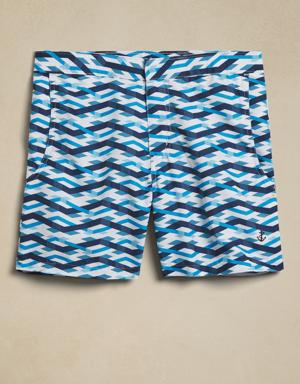 retromarine &#124 Diamond Print 6" Swim Short blue