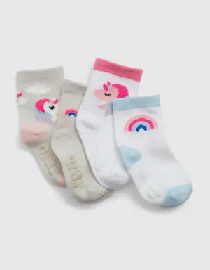 Toddler Unicorn Crew Socks (4-Pack) multi